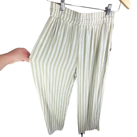 Elan NWT Wide Leg Tousers Tan/White Striped Pants with Pockets & Tassels - Picture 6 of 9